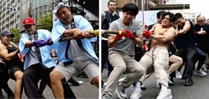 Kobe phân định ranh giới hai quận bằng thi kéo co