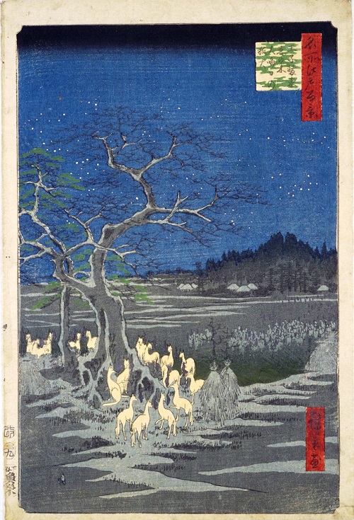Bức tranh loài cáo tụ họp dưới cây Enoki của họa sỹ Hiroshige Utagawa