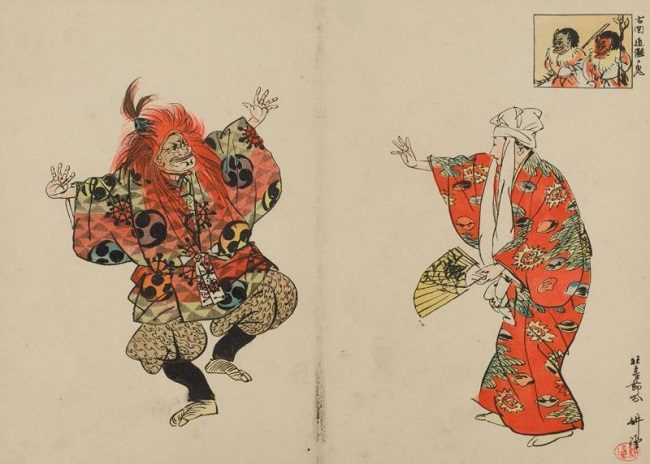 Tranh xưa mô phỏng ngày lễ Setsubun ném đậu đuổi quỷ