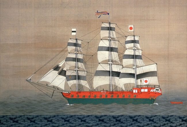 "Asahi Maru" - một loại tàu buồm kiểu phương Tây được đóng bởi lãnh địa Mito theo lệnh của Mạc phủ vào cuối thời Edo (năm 1856). Ảnh: Bảo tàng Khoa học Hàng hải Nhật Bản