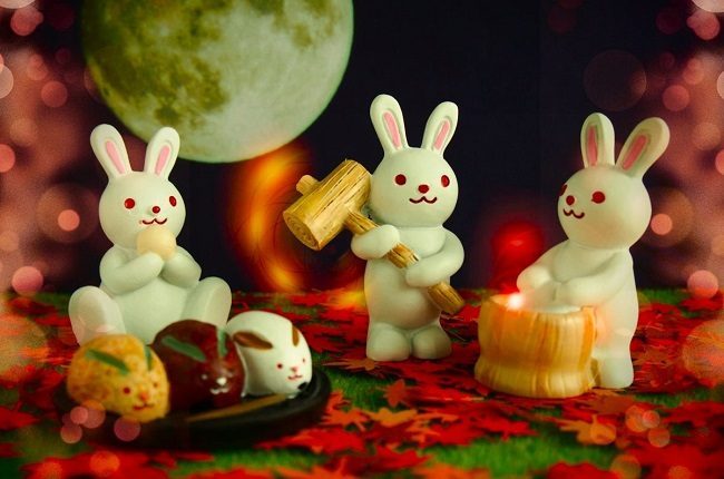 Otsukimi gắn liền với hình ảnh thỏ ngọc giã mochi